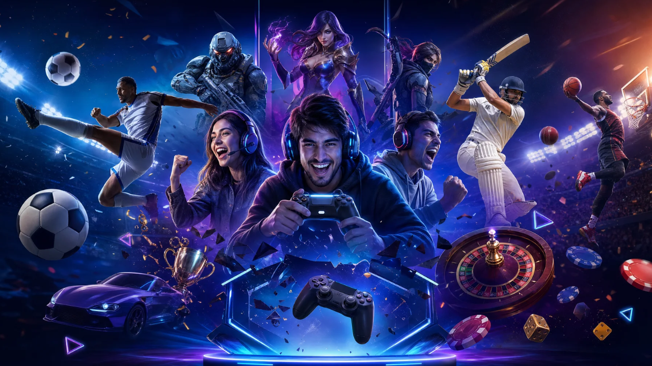 Sports and gaming themed Superbet guide artwork